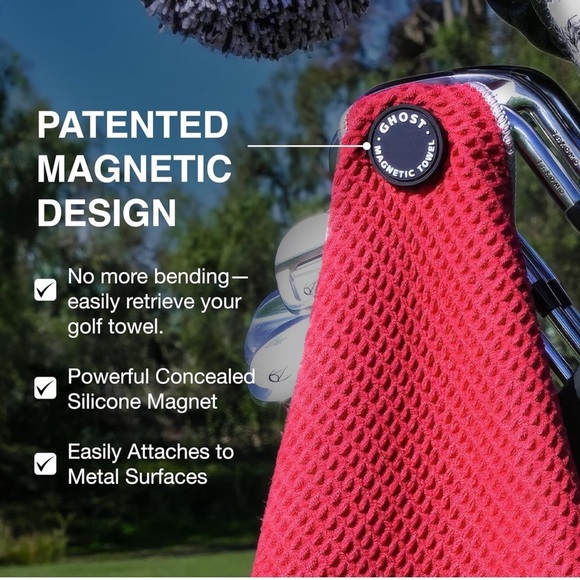 Ghost Golf Red Magnetic Golf Towel New Condition 18” x 18” - Picture 3 of 7